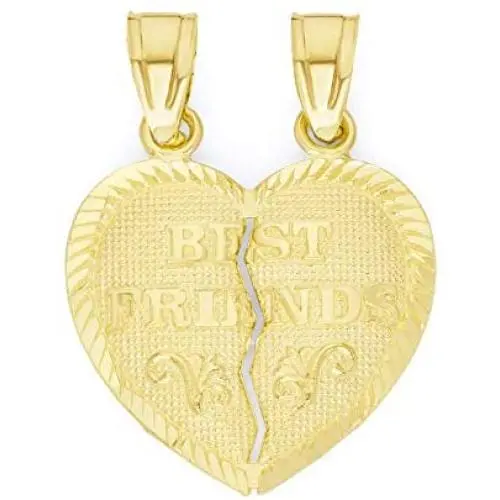 Ice on Fire Jewelry 10k Solid Gold Breakable Best Friends Heart Pendant Ice on Fire Jewelry 10k Solid Gold Breakable Best Friends Heart Pendant