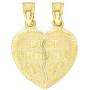 Ice on Fire Jewelry 10k Solid Gold Breakable Best Friends Heart Pendant