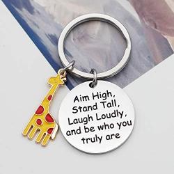 Giraffe Keychains Aim High Stand Tall Laugh Loudly and Be Who You Truly are Giraffe Jewelry Gift Inspirational Gifts