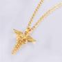 Ineffable Stainless Steel Retro Double Snakeskin Medical Rescue Logo Pendant Angel Wing Pendant Necklace