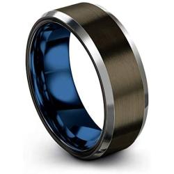 Chroma Color Collection Tungsten Carbide Wedding Band Ring 8mm for Men Women Green Red Blue Purple Black Gunmetal Copper Fuchsia Teal Interior with Beveled Edge Brushed Polished