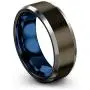 Chroma Color Collection Tungsten Carbide Wedding Band Ring 8mm for Men Women Green Red Blue Purple Black Gunmetal Copper Fuchsia Teal Interior with Beveled Edge Brushed Polished