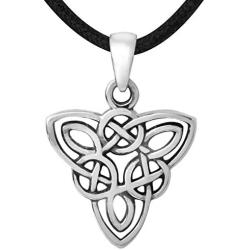 Celtic Knot Necklace Sterling Silver 925 Irish Triquetra Pendant Endless Knot Charm Symbol Norse Jewelry for Women
