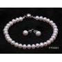 JYX Pearl White Freshwater Pearl Necklace Bracelet and Earrings Set Pearl Jewellery Set AA + 5-6mm