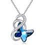 AOBOCO Sterling Silver Infinity Butterfly Pendant Necklace Embellished with Crystals from Austria, Anniversary Birthday Butterfly Gifts for Butterfly Lovers, Fine Jewelry Gifts for Women