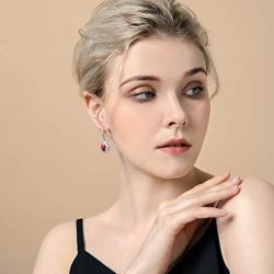 CZ Teardrop Earrings for Women - Sterling Silver Bridal Pear Shape Cubic Zirconia Crystal Rhinestone Fishhook Dangle Drop Earrings for Bride Bridesmaids Wedding Party Prom Fashion Costume Jewelry