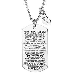 ALoveSoul Dad Mom to Son Daughter Dog Tag Necklace Military Boys Girls Jewelry Dogtags Love Pendant Gifts Jewelry