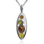 Ian and Valeri Co. Multicolor Amber Sterling Silver Contemporary Designer Pendant Necklace Chain 18'' Ian and Valeri Co. Multicolor Amber Sterling Silver Contemporary Designer Pendant Necklace Chain 18''