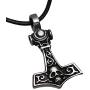 Trilogy Jewelry Pewter Thors Hammer with Skull Mjolnir Viking Pendant, Leather Necklace