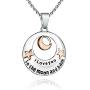 ''I Love You to the Moon and Back'' Pendant Necklace - Best Jewelry Gift - 19''
