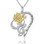JUSTKIDSTOY Sunflower Necklace S925 Sterling Silver - You are My Sunshine Necklace Sun Flower Heart Pendant Musical Note Jewelry Gifts for Women Mom Mothers Day Birthday