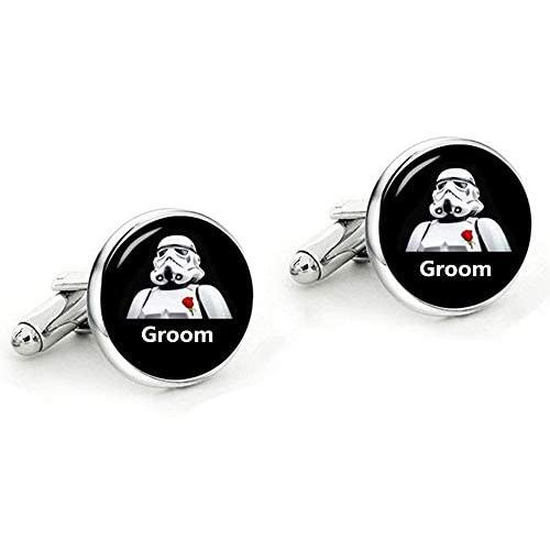 Kooer Classic Wedding Cufflinks Personalized Star Cuff Links Jewelry Gift for Groom Best Man Groomsman Bridesman