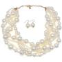 Womens Multi Strand Chunky Statement Pearl Necklace Choker for Women Bride Wedding Jewelry Set