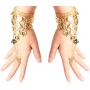 3 Pcs Belly Dance Gold Coins Necklace and Earrings Bracelets Gypsy Jewelry Coin Bracelet Hand Decoration Wrist Bangle Ring Hand Decoration Wrist Bangle Ring with a Stylus(Gold)