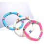 Heishi Surfer Necklace Choker Stackable Stretch Bracelet Set For Woman Girls Lightweight Colorful African Vinyl Disc Beads Necklace Braclet Summer Beach Vacation Jewelry