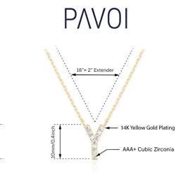 PAVOI 14K Yellow Gold Plated Cubic Zirconia Initial Necklace | Letter Necklaces for Women