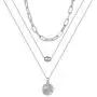 Gold Layered Pendant Long Necklacefor Women,Dainty Multilayer Adjustable Layering Coin Disc Necklace Set for Teen Girls (Silver Layered Pendant Long Necklace)