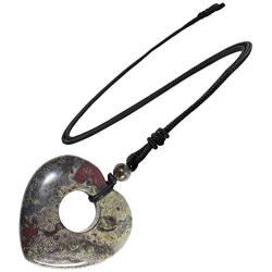 Yatming Love Heart Pendant Necklace with Adjustable Rope, Healing Crystal Stone Reiki Jewelry for Women