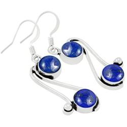 Natural Moonstone Lapis Malachite Simulated Garnet Peridot Blue Topaz Dangle Earrings 8mm Round Shape Gemstones 925 Silver Overlay handmade Dangle Earrings