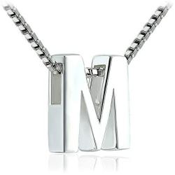 Sea of Ice 925 Sterling Silver Initial Alphabet Capital Letter A-Z Personalized Gift Pendant Necklace, 18''