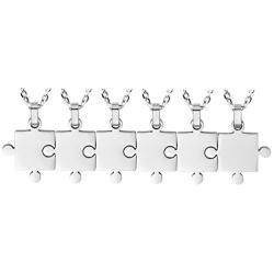 Kebaner Best Friend Couples Puzzle Necklace 2/3/4/5/6/7/8 Piece Silver/Black/Gold Tone - Stainless Steel