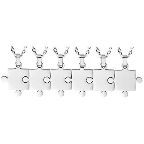 Kebaner Best Friend Couples Puzzle Necklace 2/3/4/5/6/7/8 Piece Silver/Black/Gold Tone - Stainless Steel