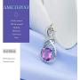 HXZZ Fine Jewelry Natural Gemstone Gifts for Women Sterling Silver Swiss Blue Topaz Amethyst Citrine Pendant Necklace