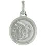 Dainty Sterling Silver Sun & Moon Reversible Medal Necklace 5/8 inch Round Italy 0.8mm Chain