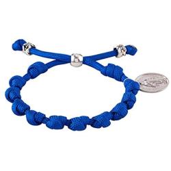 Needzo Blue Miraculous Medal Paracord Rosary Bracelet, 7 1/2 Inch