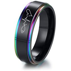 MPRAINBOW Christian Scripture Bible Verse Cross Prayer Quote Faith Religious Stainless Steel Band Ring for Men Boy,Religious Jewelry