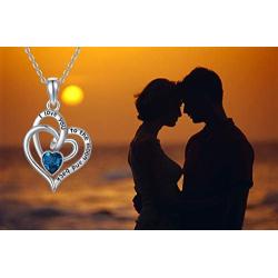 Waysles I Love You to The Moon and Back Pendant Necklace, 925 Sterling Sliver Jewelry Heart Necklace with Cubic Zirconia for Mother Girlfriend Wife Sister