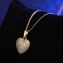 YHLISO Love Heart Necklace for Women Round CZ Diamond Cluster Crystal Cute Heart Pendant Choker Mother Jewelry