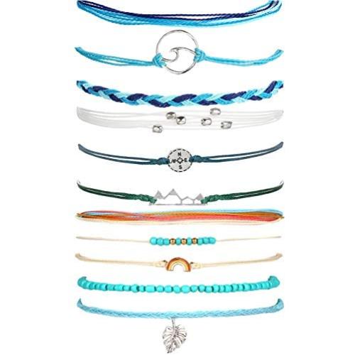 Wave Anklet for Women Vsco Bracelet Sunflower Braided Rope Bracelet Friendship Bohemian Handmade Bracelet Waterproof Anklet for Girls