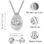 Teardrop Tree of Life Urn Necklace - 925 Sterling Silver Cremation Jewelry Memorial Ashes Pendant Heart Keepsake for Women Girls