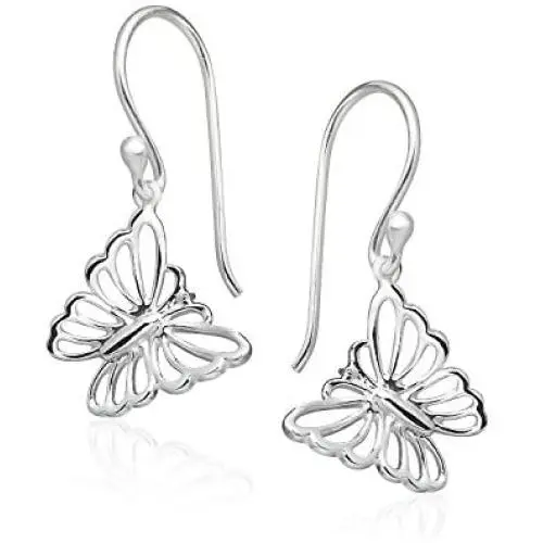 Big Apple Hoops - Mothers Day Sterling Silver Filigree Butterfly Dangle Earrings Available in Silver, Gold or Rose Finishing Big Apple Hoops - Mothers Day Sterling Silver Filigree Butterfly Dangle Earrings Available in Silver, Gold or Rose Finishing