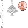 Fine Sterling Silver Lebanese Cedar Tree with Allah Symbol Pendant Necklace
