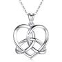 LOOVE Irish Celtic Love Knot Necklace Sterling Silver Infinity Heart Triquetra Pendant Good Luck Vintage Jewelry with 18 Inches Chain, Memorial Gifts for Her Women Couples Child