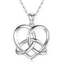 LOOVE Irish Celtic Love Knot Necklace Sterling Silver Infinity Heart Triquetra Pendant Good Luck Vintage Jewelry with 18 Inches Chain, Memorial Gifts for Her Women Couples Child