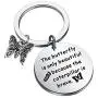 WSNANG Butterfly Gift The Butterfly is Only Beautiful Because The Caterpillar is Brave Keychain Inspirational Jewelry Encouragement Gift for Butterfly Lover Best Friend WSNANG Butterfly Gift The Butterfly is Only Beautiful Because The Caterpillar is Brave Keychain Inspirational Jewelry Encouragement Gift for Butterfly Lover Best Friend