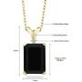 Gem Stone King 18K Yellow Gold Plated Silver Black Onyx and Diamond Womena Jewelry Pendant Necklace, 14X10MM Emerald Cut, 5.02 Cttw with 18 Inch Chain
