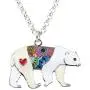 WEVENI Enamel Alloy Lovely Polar Bear Necklace Pendant Chain Jewelry Gifts for Women Girls Ladies WEVENI Enamel Alloy Lovely Polar Bear Necklace Pendant Chain Jewelry Gifts for Women Girls Ladies