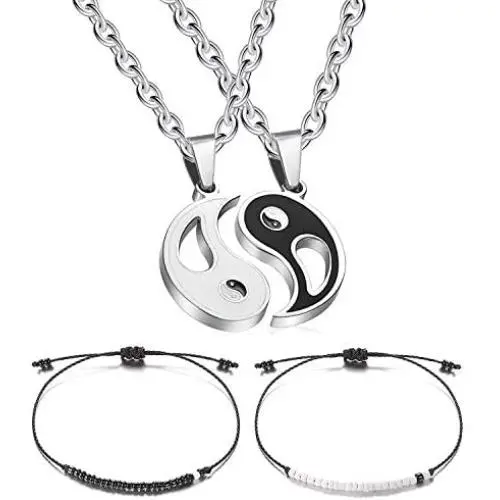 Myrnaist Yin Yang Necklace for Couple Puzzle Pendant Necklace Matching Bracelets Set Gifts for Girlfriend Boyfriend Myrnaist Yin Yang Necklace for Couple Puzzle Pendant Necklace Matching Bracelets Set Gifts for Girlfriend Boyfriend