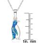 Sterling Silver Created Blue Opal Penguin Pendant with 18'' Chain