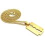 Shiny Jewelers USA Mens Hip Hop Polished Razor Blade Pendant 24'' Box Rope Cuban Chain Necklace