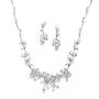 Mariell Silver Platinum Vine CZ Necklace and Earrings Jewelry Set for Brides, Weddings & Evening Wear