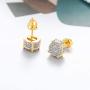 Iced Out Cubic Zirconia Screw Back 18k Gold Plated Round Stud Earring For Men and Women Hypoallergenic Earring TwoTone Micropave Hip Hop Jewelry SENTERIA