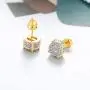 Iced Out Cubic Zirconia Screw Back 18k Gold Plated Round Stud Earring For Men and Women Hypoallergenic Earring TwoTone Micropave Hip Hop Jewelry SENTERIA