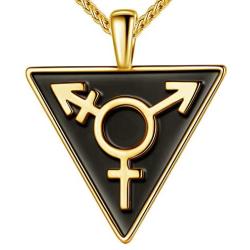 beautlace LGBT Necklaces/Stud Earrings/Set Silver/18K Gold/Black Gun Plated Triangle Pendant Gay & Lesbian Pride Jewelry Set for Men and Women