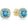 Dazzlingrock Collection 18K 6 MM Each Cushion Gemstone & Diamond Ladies Halo Style Stud Earrings, Yellow Gold