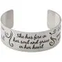 Vera Viva She Has Fire in Her Soul and Grace in Her Heart Inspirational Cuff Bracelet, Stainless Steel, Adjustable Fit Vera Viva She Has Fire in Her Soul and Grace in Her Heart Inspirational Cuff Bracelet, Stainless Steel, Adjustable Fit